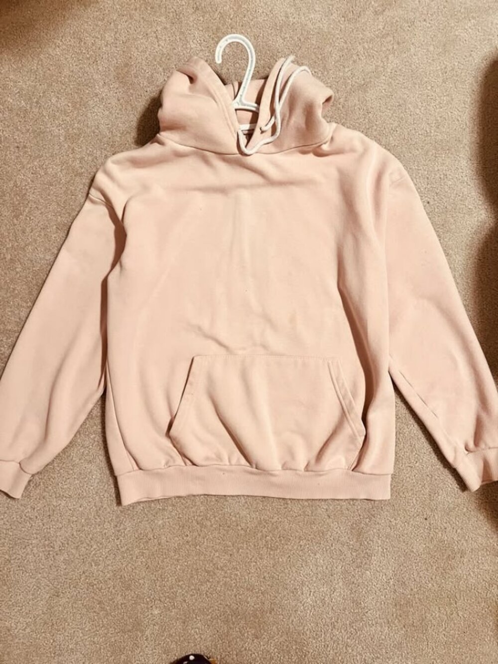 Blush Pink Fleece Lined Hoodie Womens Pullover Kangaroo Pocket